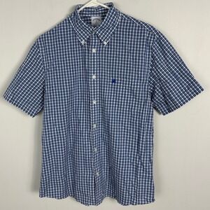 Brooks Brothers Regent Fit Blue Plaid Collared Shirt Mens Sz Medium Short Sleeve